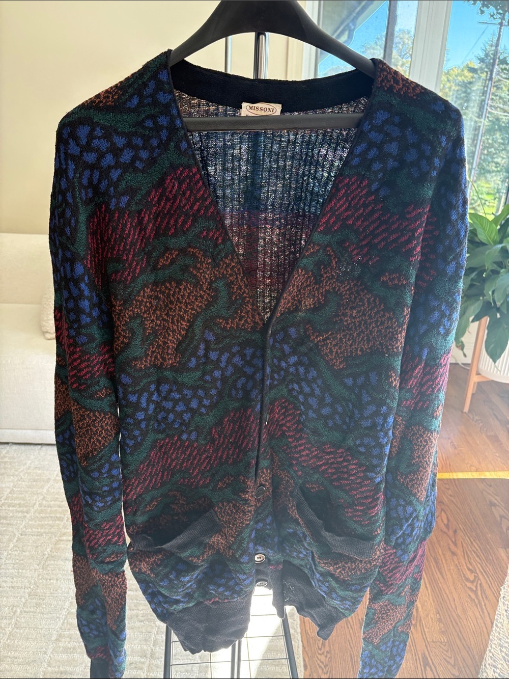 Missoni Multicolor Patterned Men’s Cardigan in Blue, Green, Brown, Burgundy